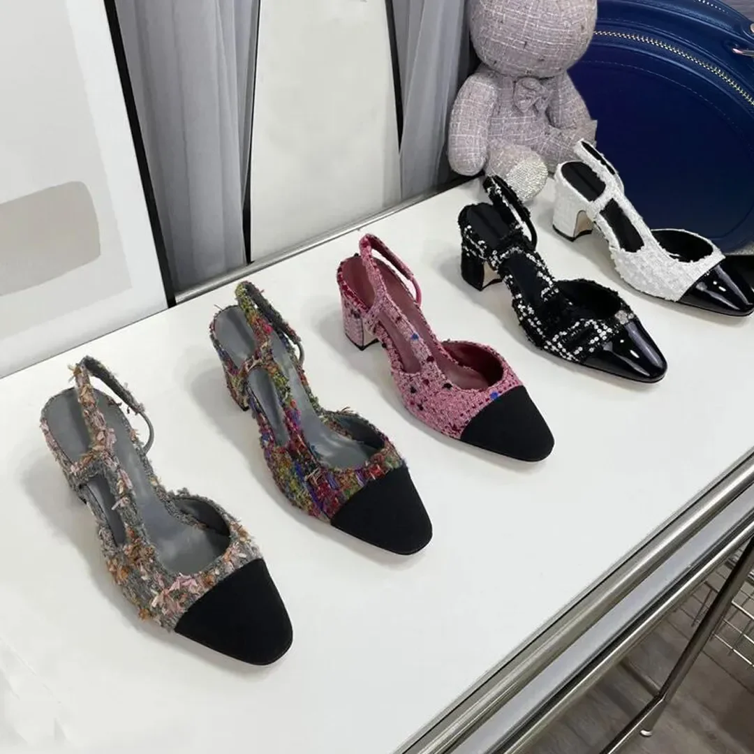 

Beach Sandals Womens designer shoes Casual Sandal fashion 100% leather shoes Belt buckle Thick heel Heels Baotou lady Work Dress Women SHoes Large size 34-42-43 With box