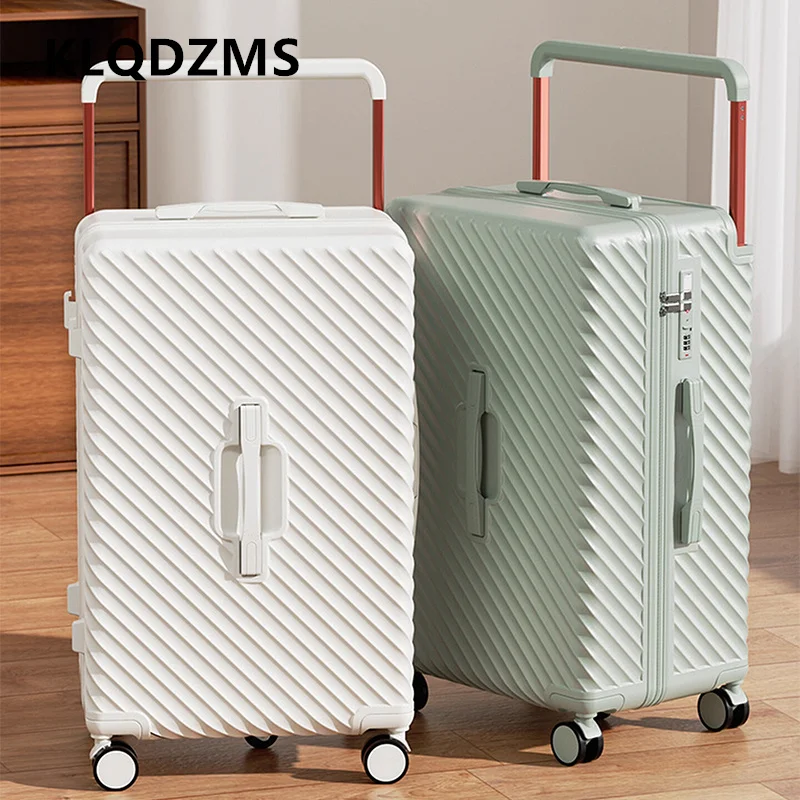 กระเป๋าเดินทาง KLQDZMS กระเป๋าเดินทางแบบมีล้ออเนกประสงค์ความจุขนาดใหญ่ กล่องใส่ของแบบมีซิป ช่องเสียบ USB ชาร์จไฟได้ กระเป๋าเดินทางขึ้นเครื่องแบบอเนกประสงค์