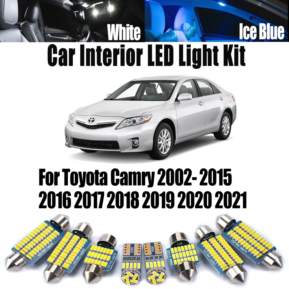 Canbus LED Interior Map Dome Light Kit For Toyota Camry 2002- 2019 2020 2021 Reading Trunk Vanity Mirror Bulbs Car Accessories