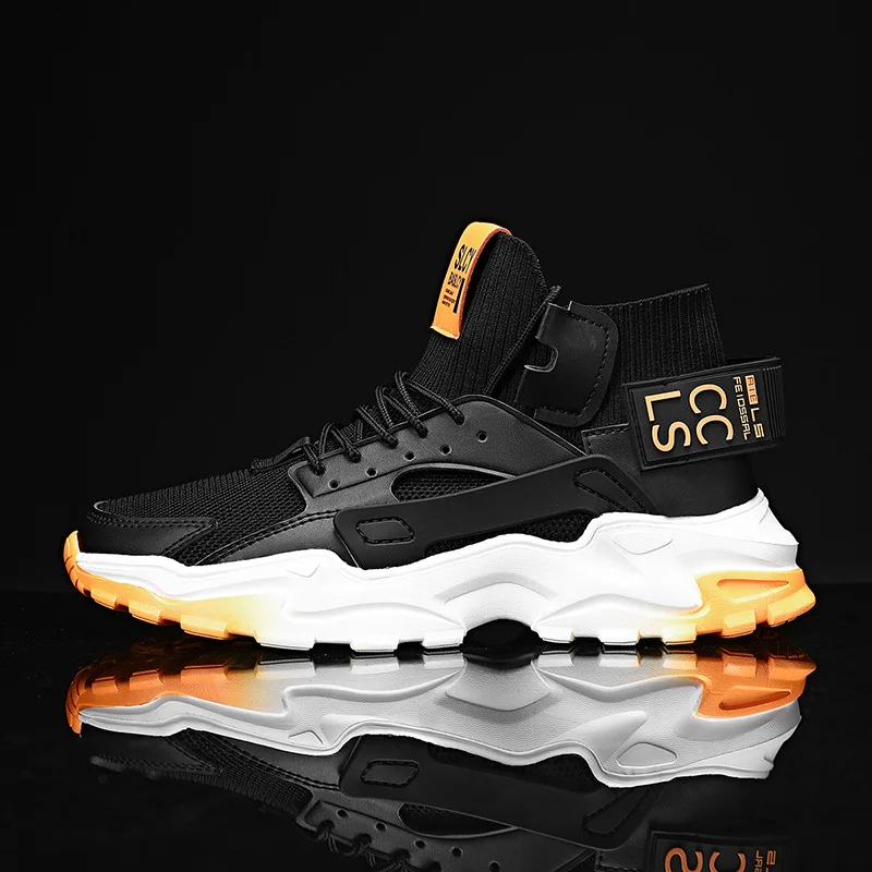 Brand High-top Street Sneakers Men's Breathable Sports Shoes Casual Shoes Chunky Sneakers Heighten Fashion Damping Tennis Shoes