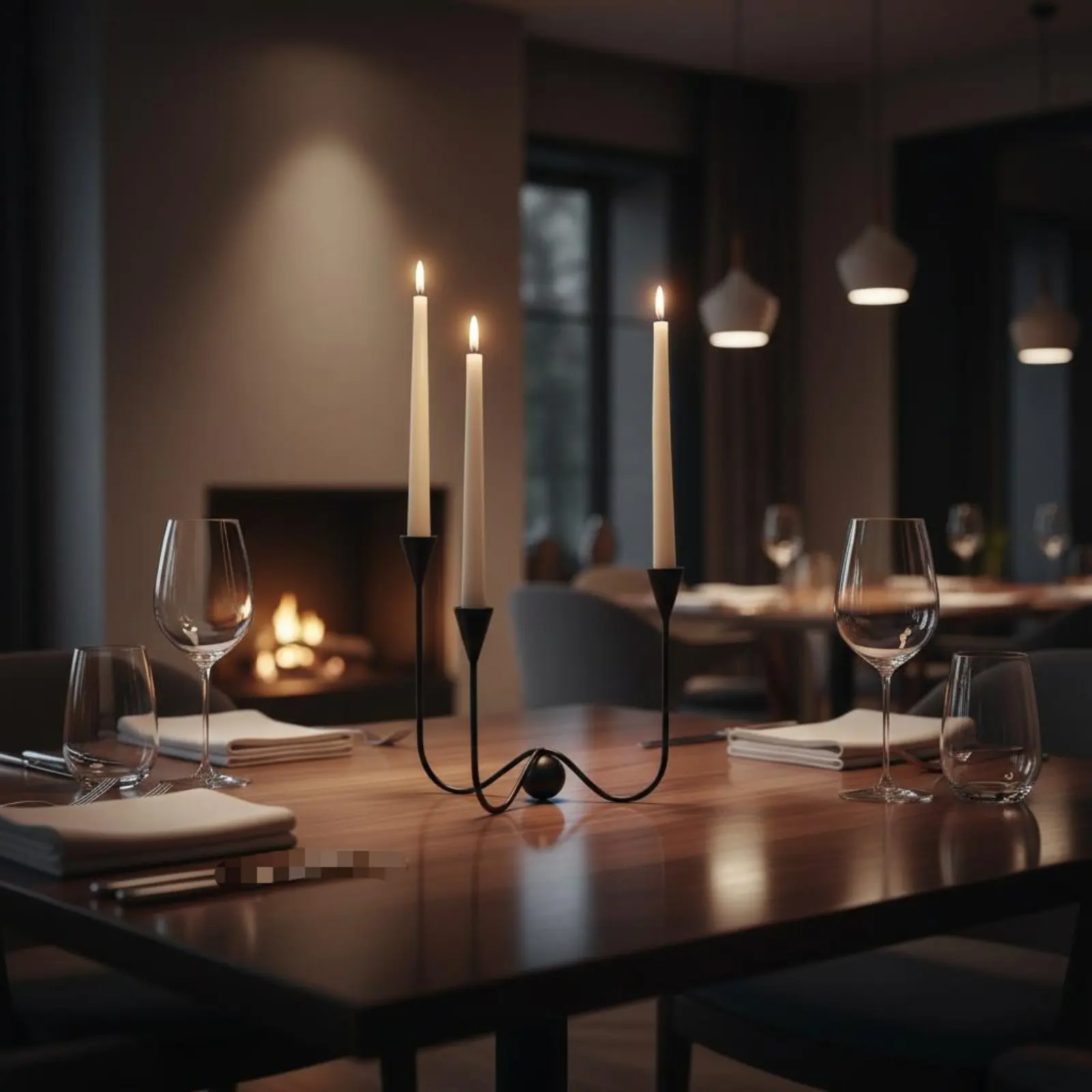 Minimalist Iron Candelabra Light Luxury Black 3-Arm Candle Holder Nordic Black Candle Stand Stable Construction for Dining Table view 4