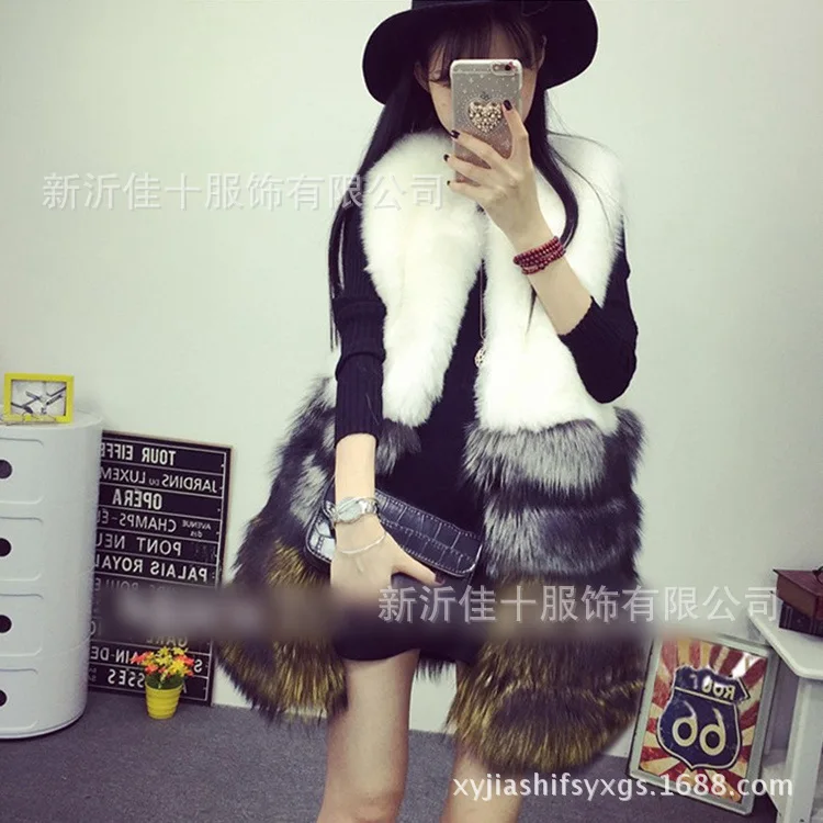 

Wholesale New High Imitation Fox Fur Vest Stitching Women's Coat Foreign Trade Fur Special Offer