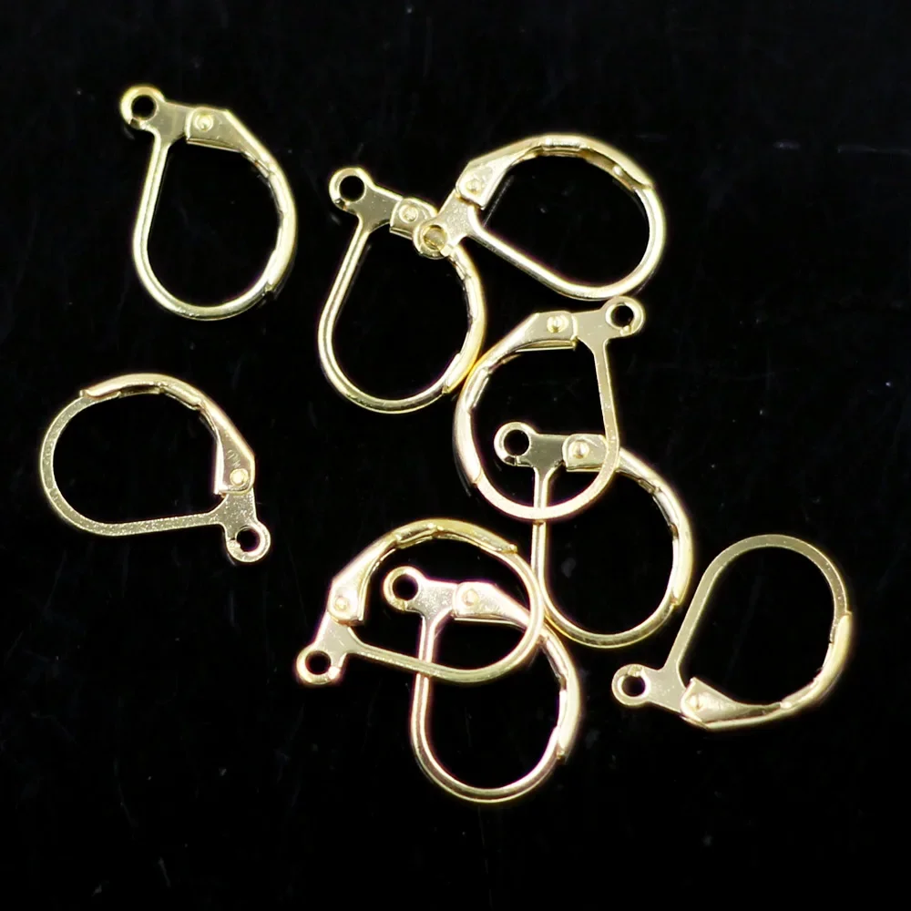 300Pcs Earring Wires Copper Lever Back Gold Plated Jewelry DIY Making Findings 16x10mm