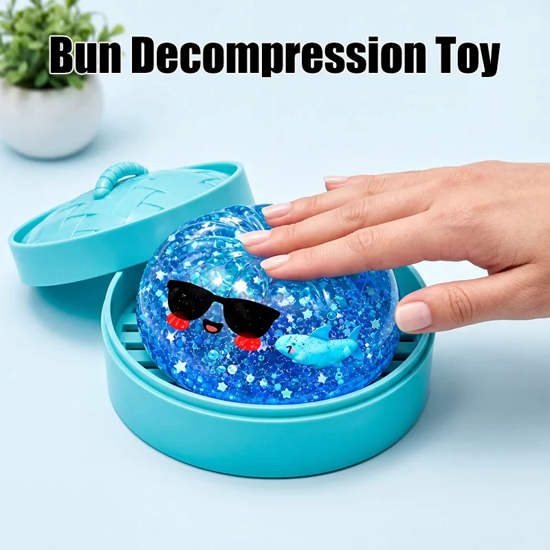 New Glitter Dumpling Colorful Simulation Steamed Bun Decompression Toy For Anxiety Squishes Stress Balls Fidget Toy ﻿