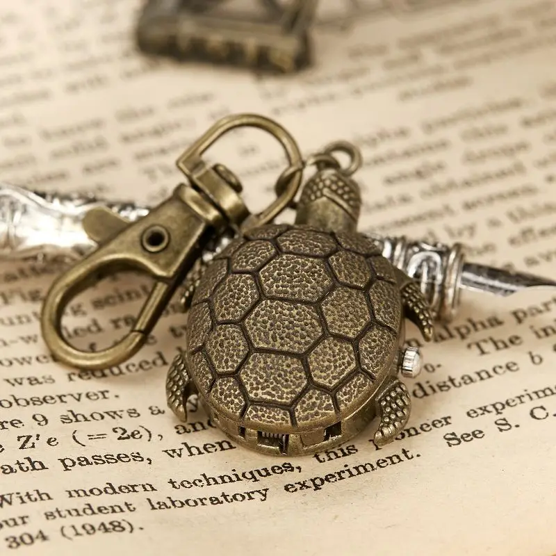 Classic Cute Little Turtle Pocket Watch Vintage Necklace Antique Sweater Chain Watch Hang Watch Long Necklace Quartz Watch