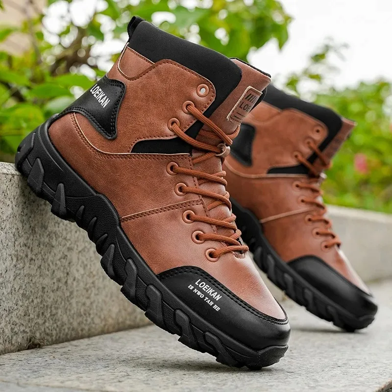 

Men High-top Shoes Fashion Leather Casual Footwear Classic Lace Up Ankle Boots for Men High-top Sneakers Man Shoes Botas Hombre