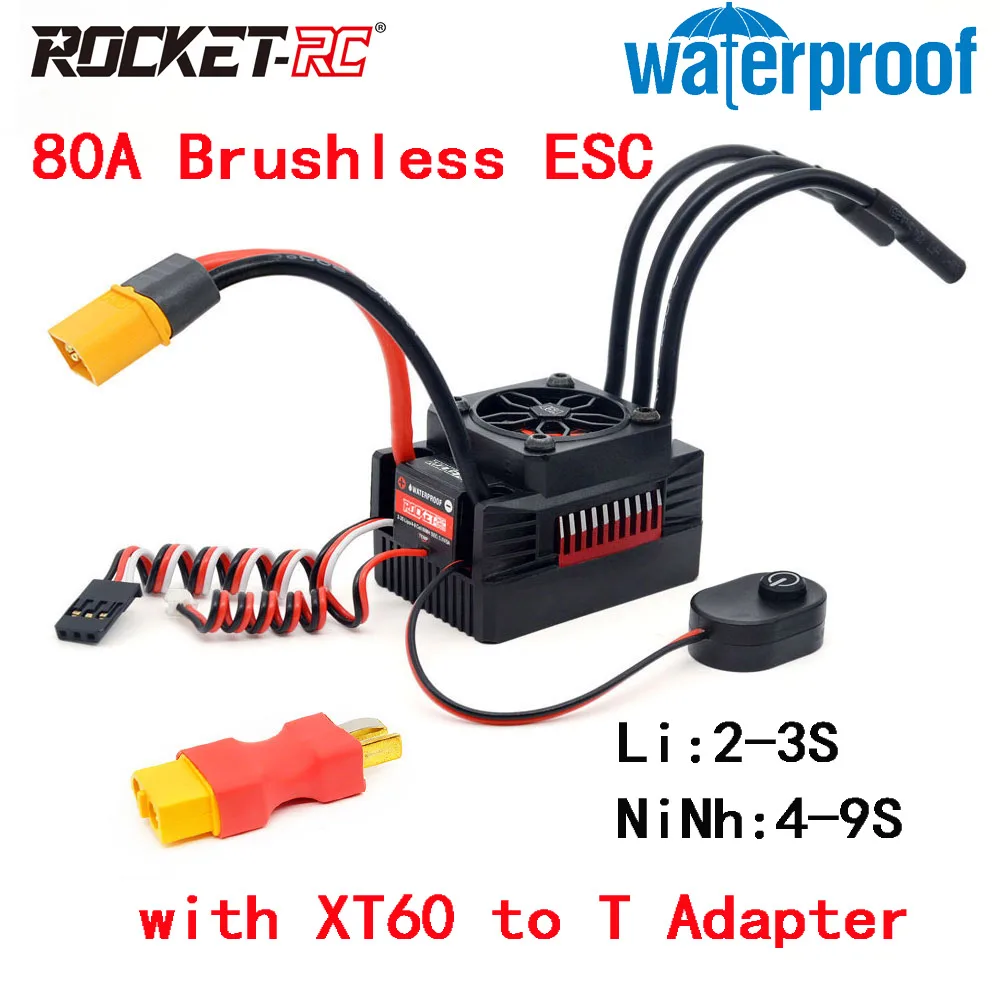 Raket Rc Supersonic V2 80a 100a 120a 150a Esc Waterdichte Borstelloze Snelheidsregelaar Voor 1/8 1/10 1/7 Rc Auto-Onderdelen