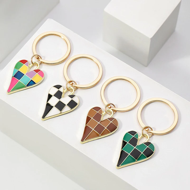 Cute Enamel Keychain Colorful Heart key Ring Love Key Chains For Women Men Handbag Accessories Car Key DIY Handmade Jewelry Gift