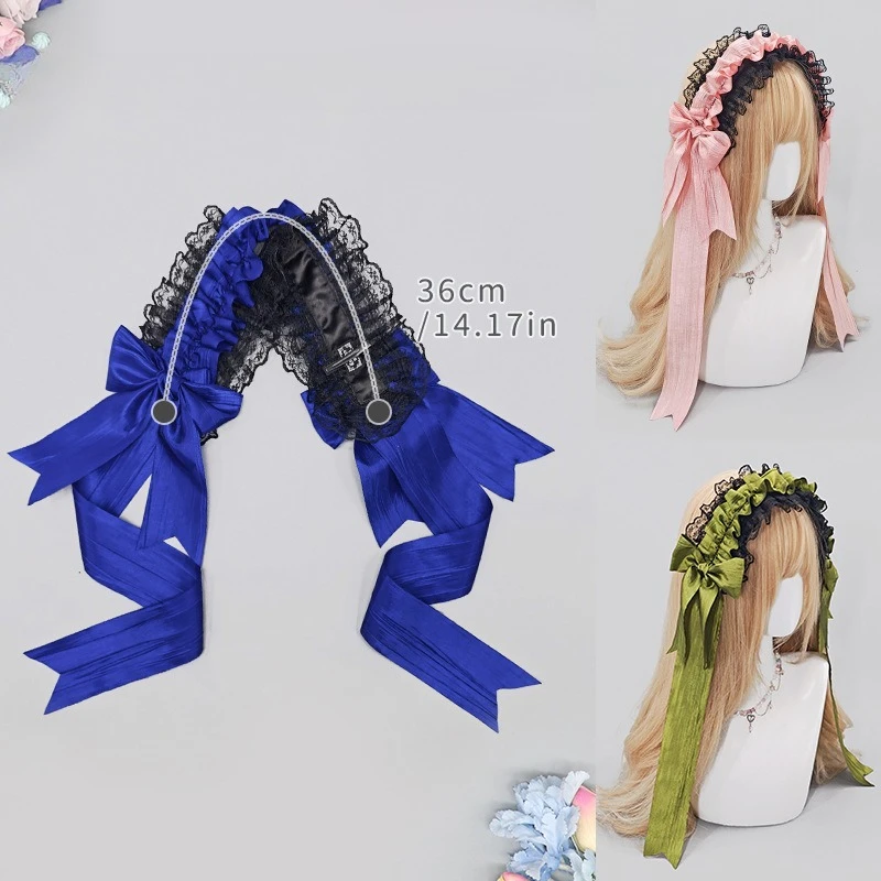 Lolita sweet lace headband comics cos maid hair accessories subculture y2k dark goth style lace headgear