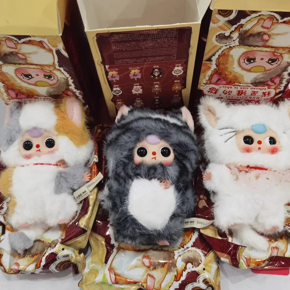 

Baby Three Whose Cat Am I Blind Box Kawaii Action Anime Figure Collectible Plush Dolls Surprise Mystery Trendy Vinyl Toys Gifts