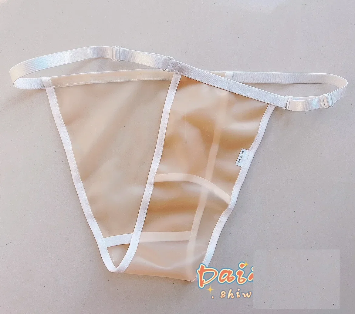 Waterproof Latex T-Briefs Half Sheer Beight Skin Color Private FKK Party DJ Club BF Gift