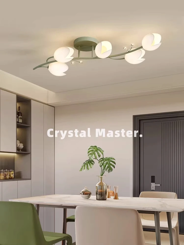 Modern minimalist long strip dining room ceiling light cream crystal ceiling corridor lamp bedroom lighting aisle LED Lamps