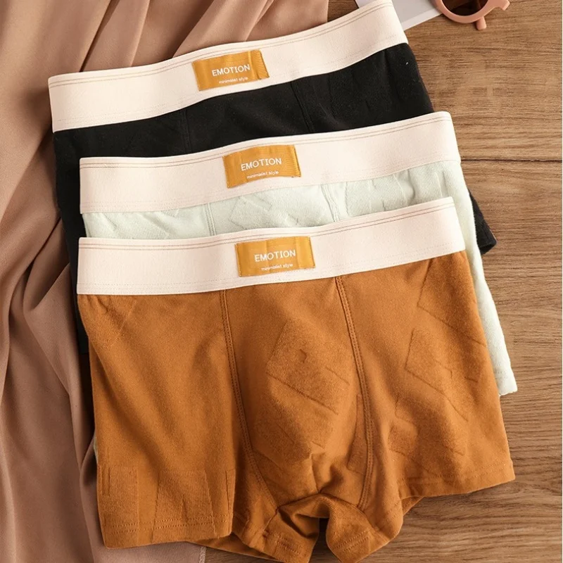 

100% Cotton Men's Briefs Men's Boxer Briefs Jacquard Subtle Pattern Mid-Rise Breathable Boxer Shorts Large Size Men's Underwear