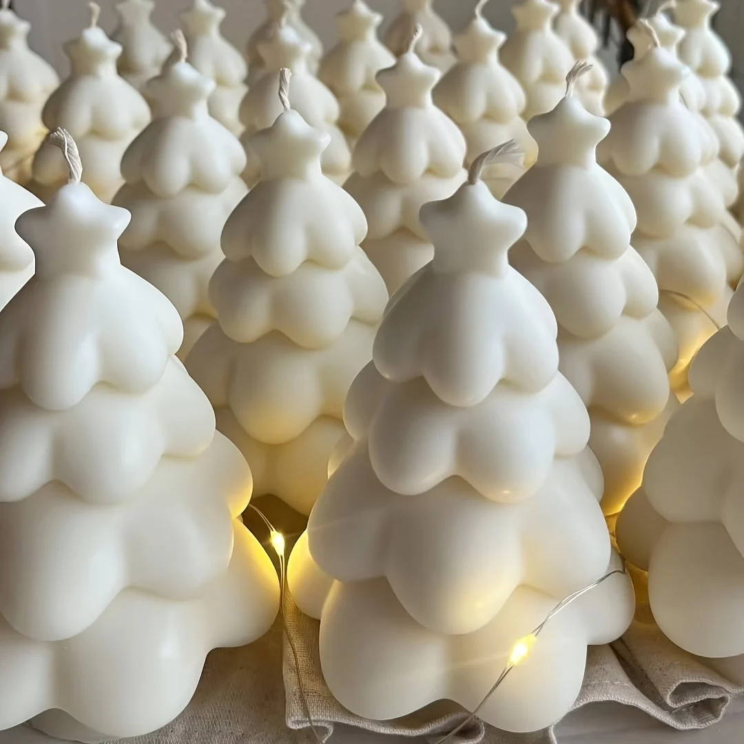 3D-Weihnachtsbaum-Kerzenform – elegantes mehrlagiges Zweigdesign, Silikonwachs, Gips, Zement, Seifenform, geeignet für den DIY-Feiertag