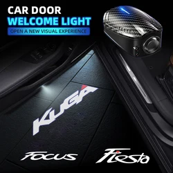 2pcs USB Rechargeable Focus Fiesta Kuga Logo Car Door HD LED Lamps Projector Courtesy Welcome Lights For Ford