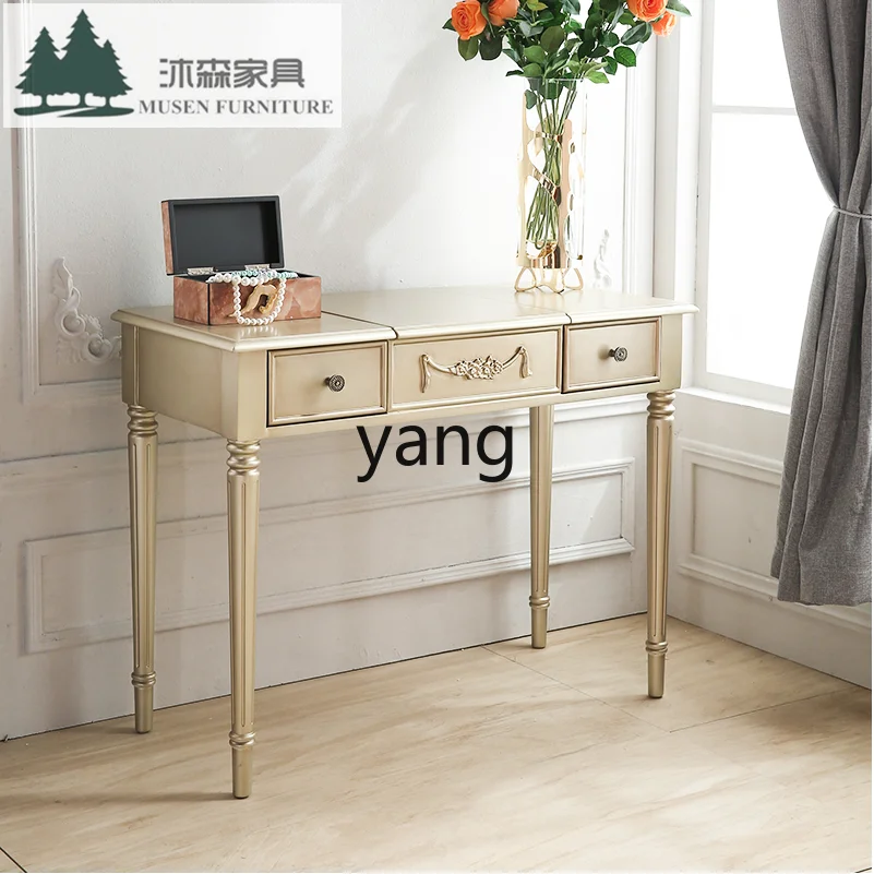 CX Light Luxury Dressing Table Solid Wood Bedroom Small Apartment Flip Mirror Modern Minimalist Marble Solid Wood Makeup Table