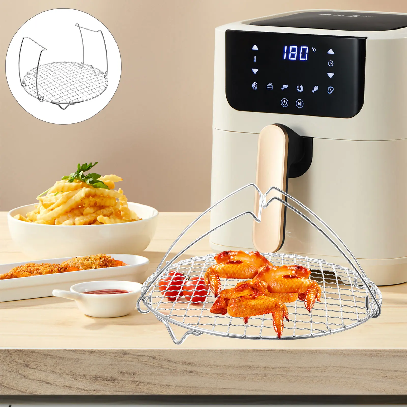 

Stainless Steel Steamer Rack for Air Fryer Rice Cooker Multi Functional Kitchen Tool H Easy Food H ling