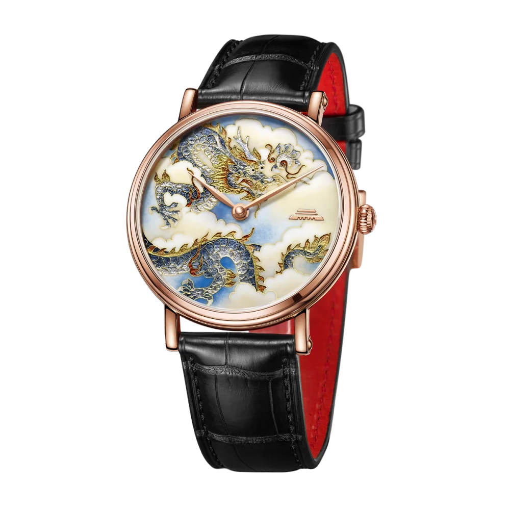 Zegarek Beijing Enamel Dragon and Phoenix 40mm, zegarek dla par, mechaniczny, automatyczny, szkieletowy, męski, damski, luksusowy zegarek.