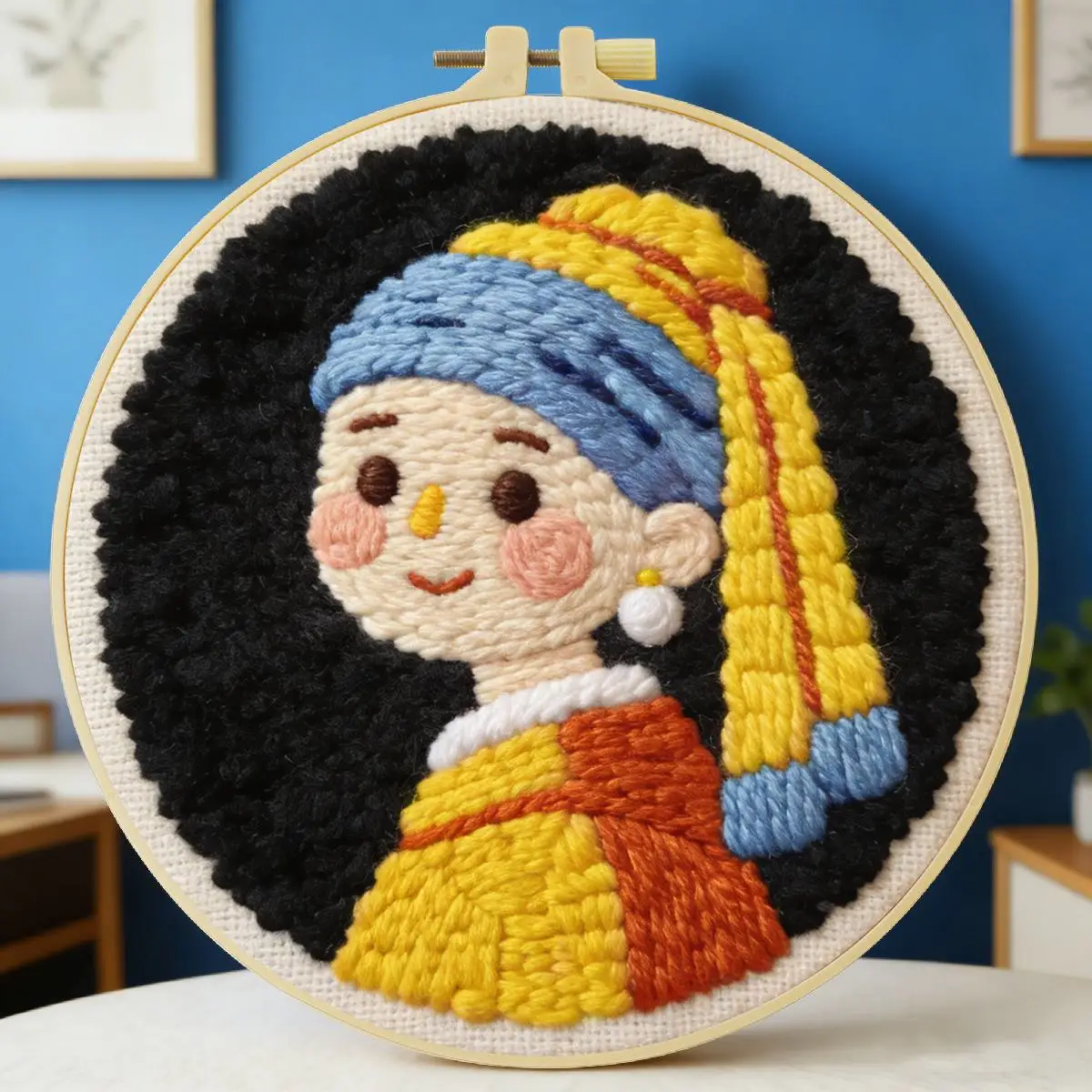 20X20CM/7,87 Zoll Mädchen Punch-Nadel-Stickerei-Set, Stickerei-Kit, Gestrickte Stickerei, DIY Handgemachtes Geschenk, Bastel-Malerei – Detail 6