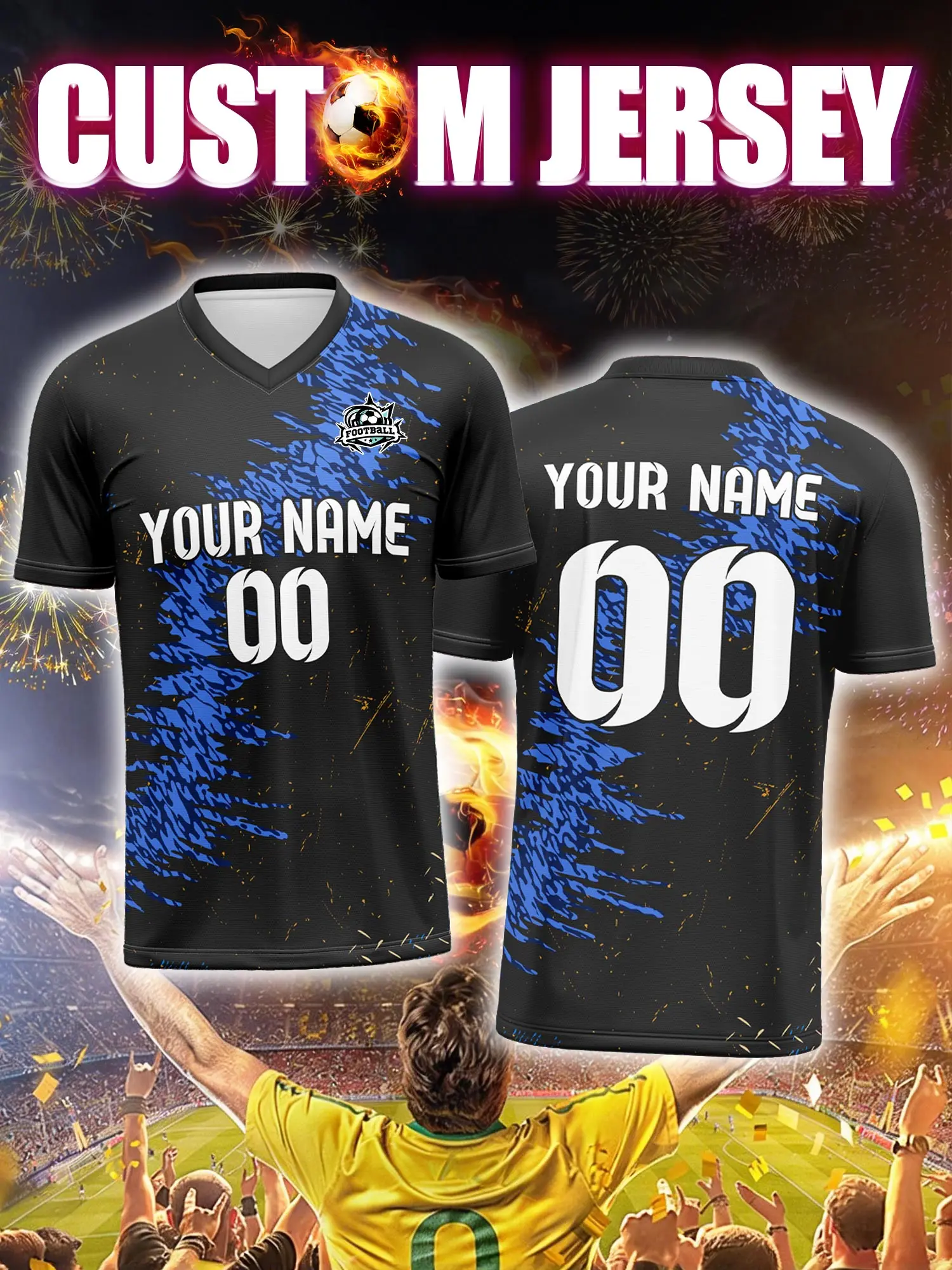 

Спортивная футболка с V-образным вырезом для взрослых и детей, с индивидуальным именем и номером, быстросохнущая, модная, с сублимационной печатью, 2026