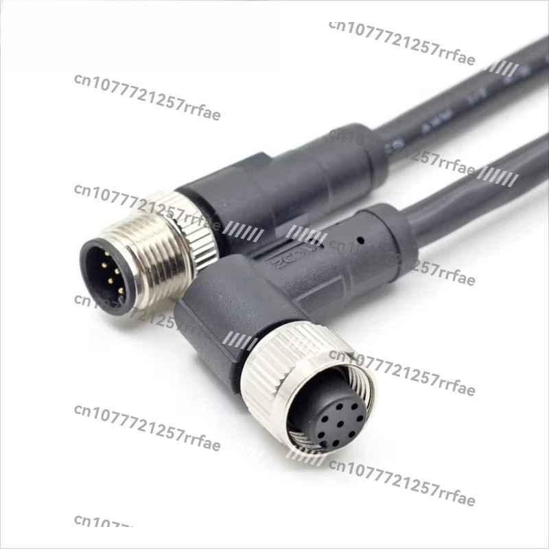 M12 Right Angle Female Male Overmolding Plug 2 3 4 5 6 8 12 17 Pins with PUR/PVC 1m Connector