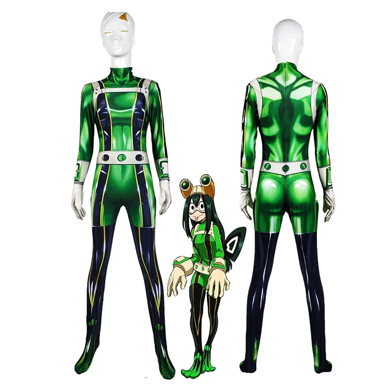 Anime My Academia Ochaco Uraraka Asui Tsuyu Froppy Cosplay Costume Tight Printing Jumpsuits Woman Sexy Carnival Suit