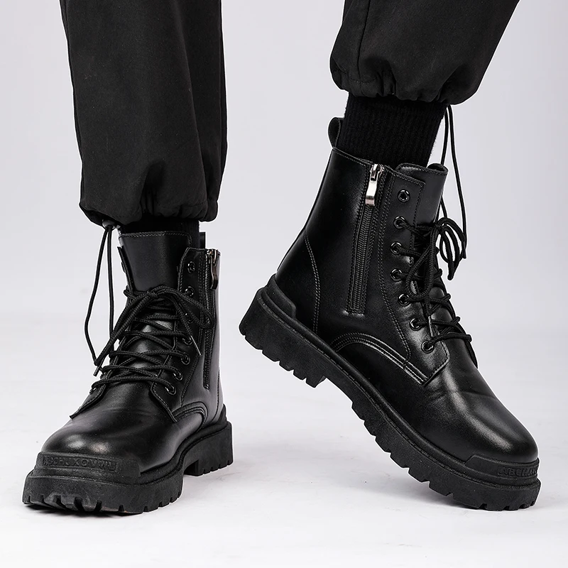 

Men's Leather Boots Four Seasons Outdoor Casual Hiking Boots Retro Fashion Work Boots Thick Bottom Ankle Boots Anti-slip