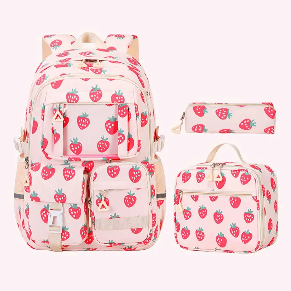 3 Piece Set Kids Backpack with Lunch Bag & Pencil Pouch Lightweight School Backpack for Elementary Middle School Student Girls