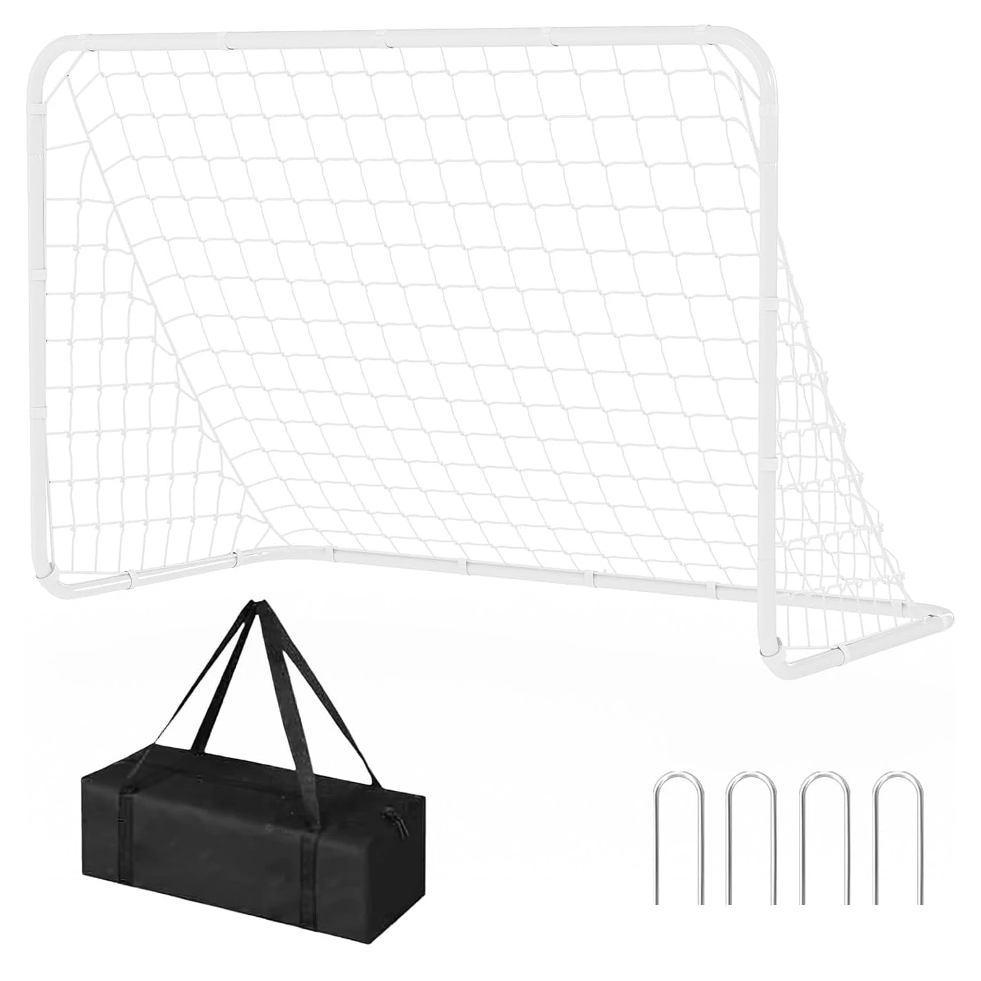 Zware, draagbare voetbaldoel voor achtertuin en strand, metalen frame, opvouwbaar voetbal rebounder net, voetbaltrainer met tas