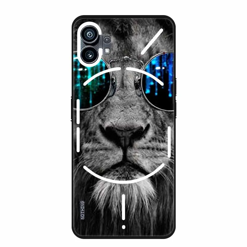 For Nothing Phone One 1 Case Wolf Lion Tiger Black Silicone Soft Back Cover Case For Nothing Phone 1 (1) Phone Case Cover Phone1