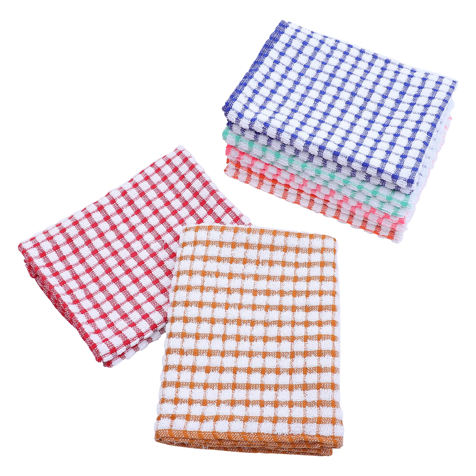

6pcs Cotton Kitchen Cleaning Cloth Hotel Towels Tea Hand Wipes Kitchen Towels Grid Pattern Dish Wash Cloth