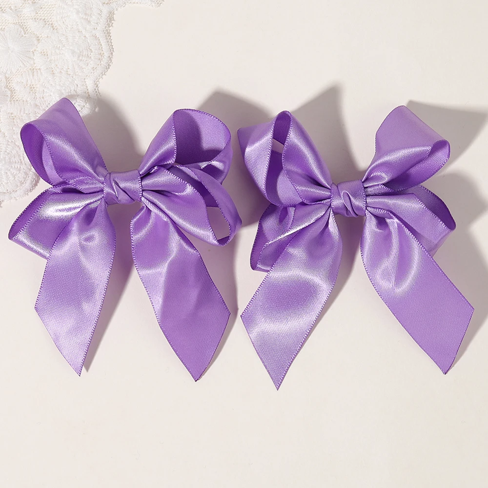 2 Stück/Set Kinder-Haarspangen Einfarbige Schleifenclips für Mädchen Zarte Bandschleifen Haarnadeln Kinder-Haaraccessoires – Detail 8