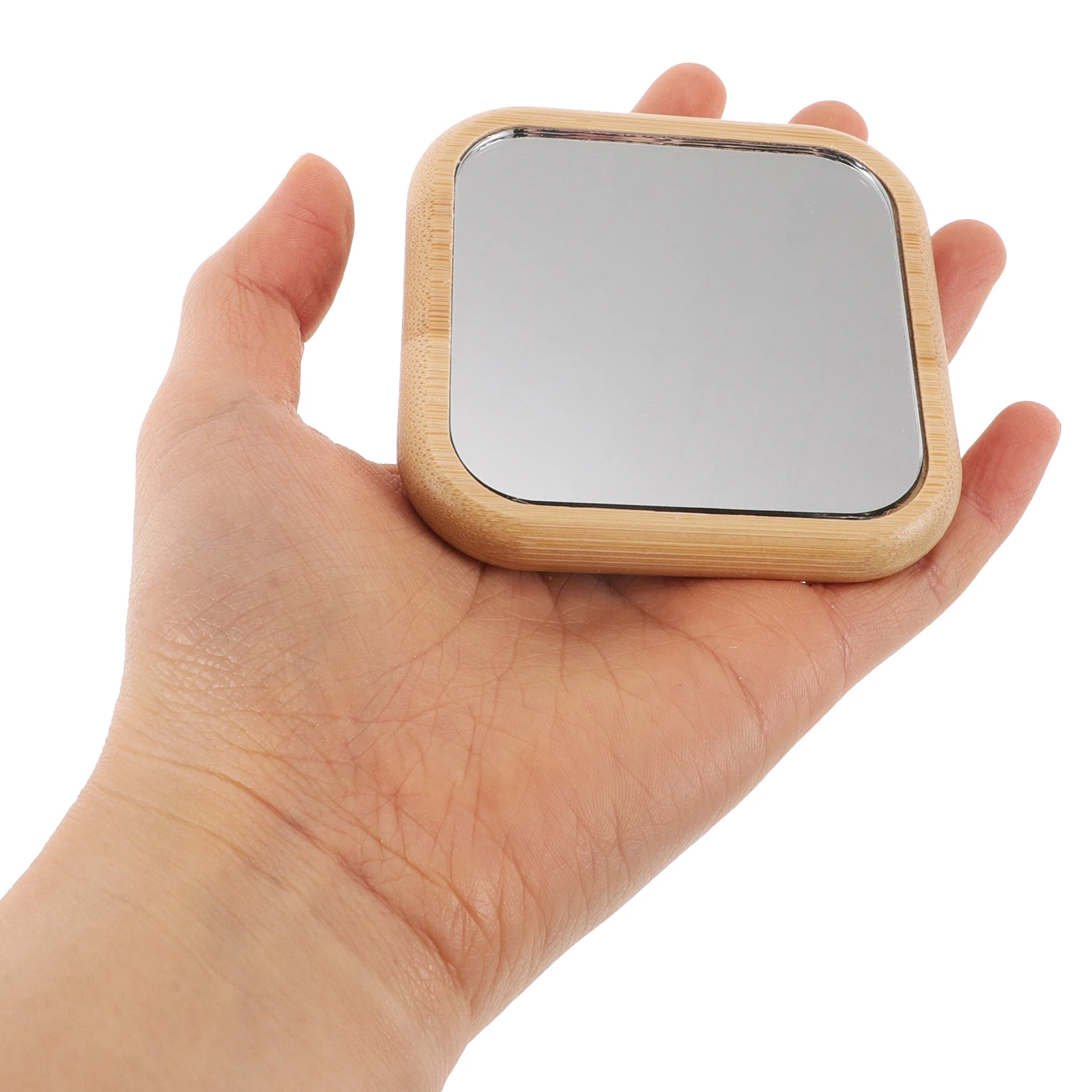 

2Pcs Wooden Compact Mirror Portable Small Makeup Mirror Travel Purse Handbag for Women Compact Mirrors