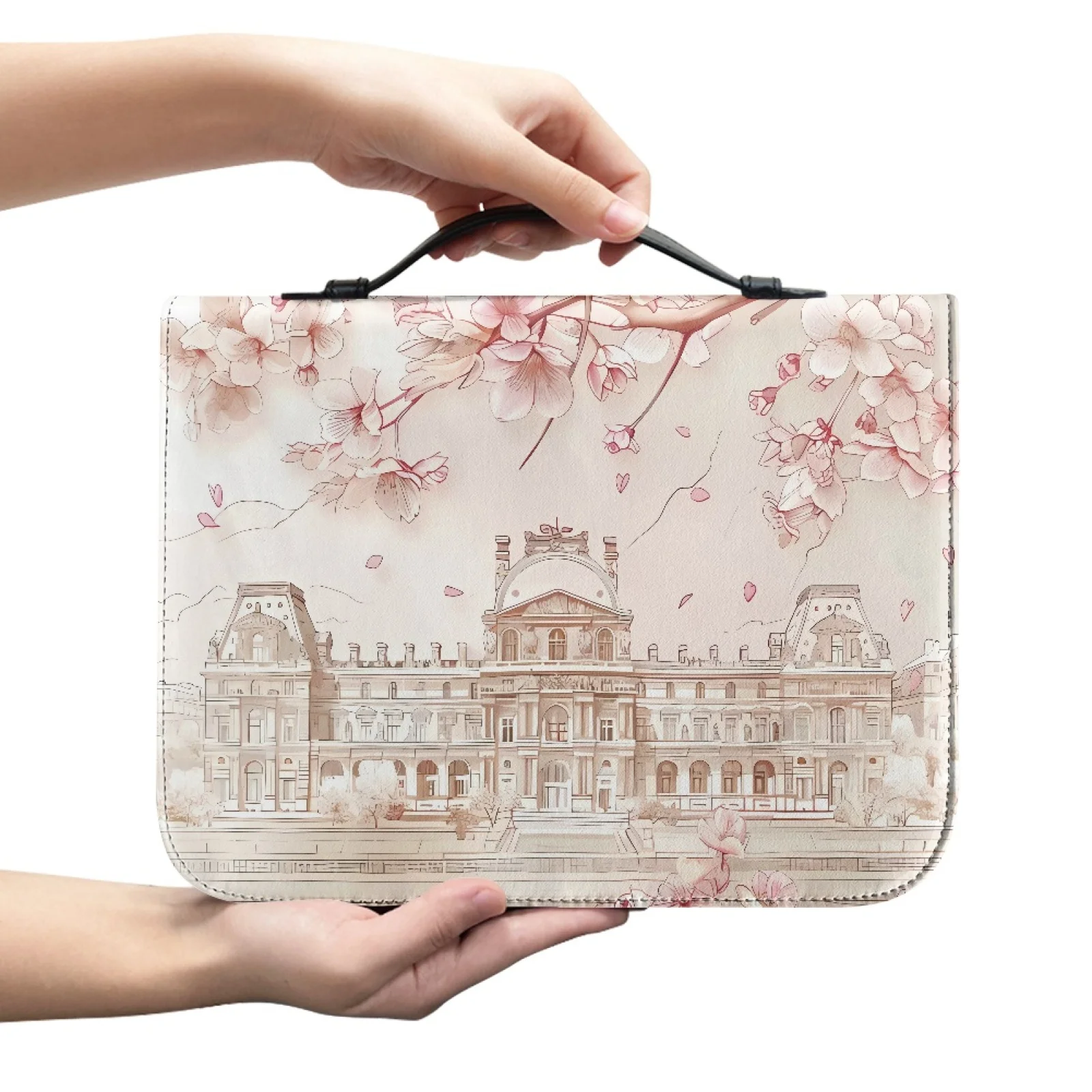 XIXIRIMIDO Cherry Blossom Pattern Fashion 2026 Bible Cover PU Leather Top Handle Bible Protective Case for Church