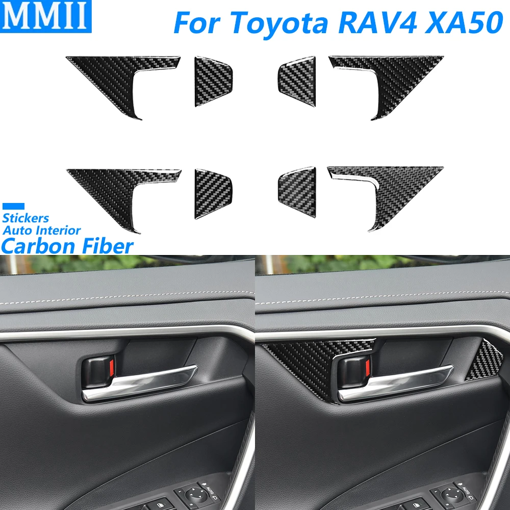 

Для Toyota RAV4 XA50 2020-2024 внутренняя дверная ручка из углеродного волокна, декоративная крышка, аксессуары для салона автомобиля, декоративная наклейка