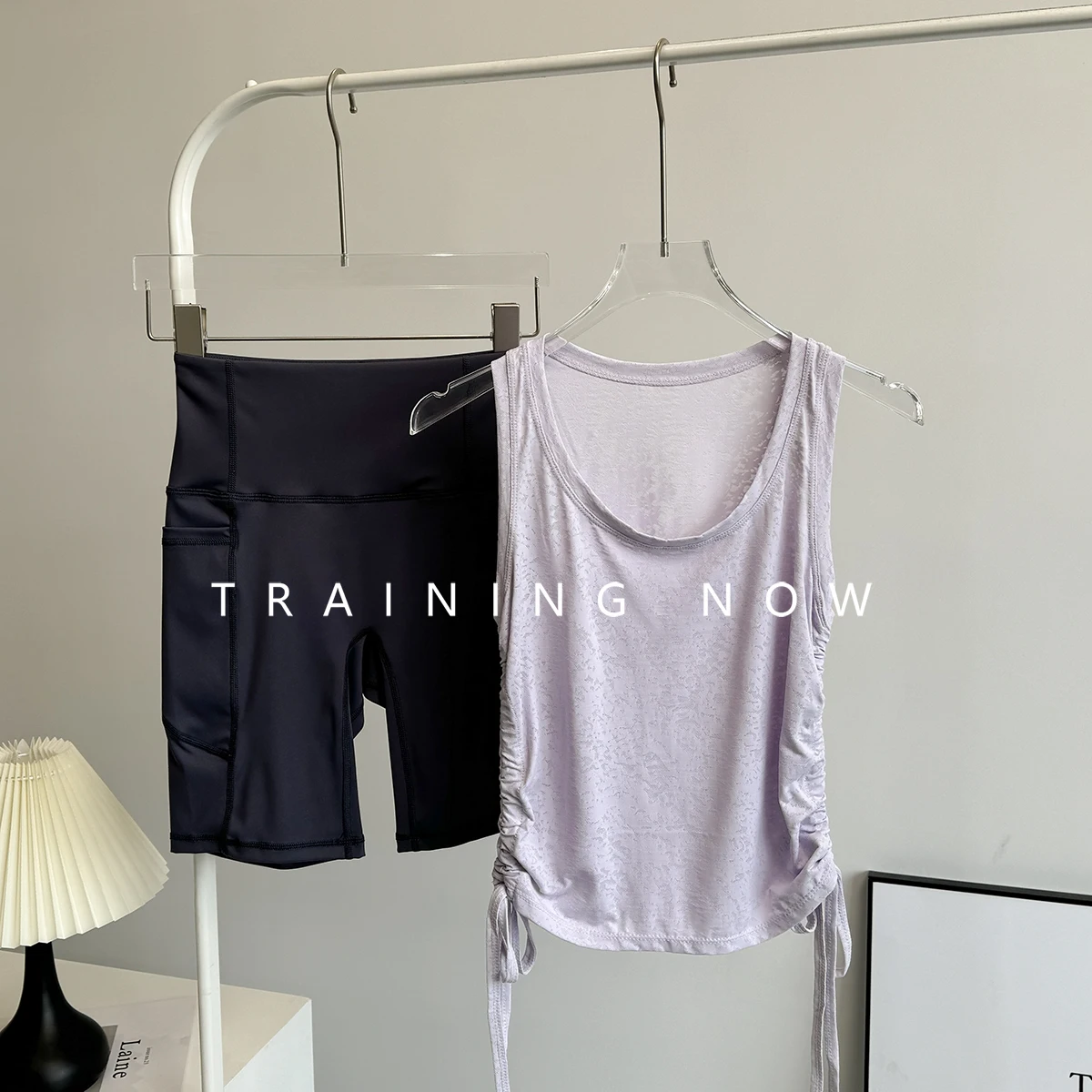 

Sports suit for women in summer fashion breathable yoga sleeveless vest blouse naked high waist running fitness pants