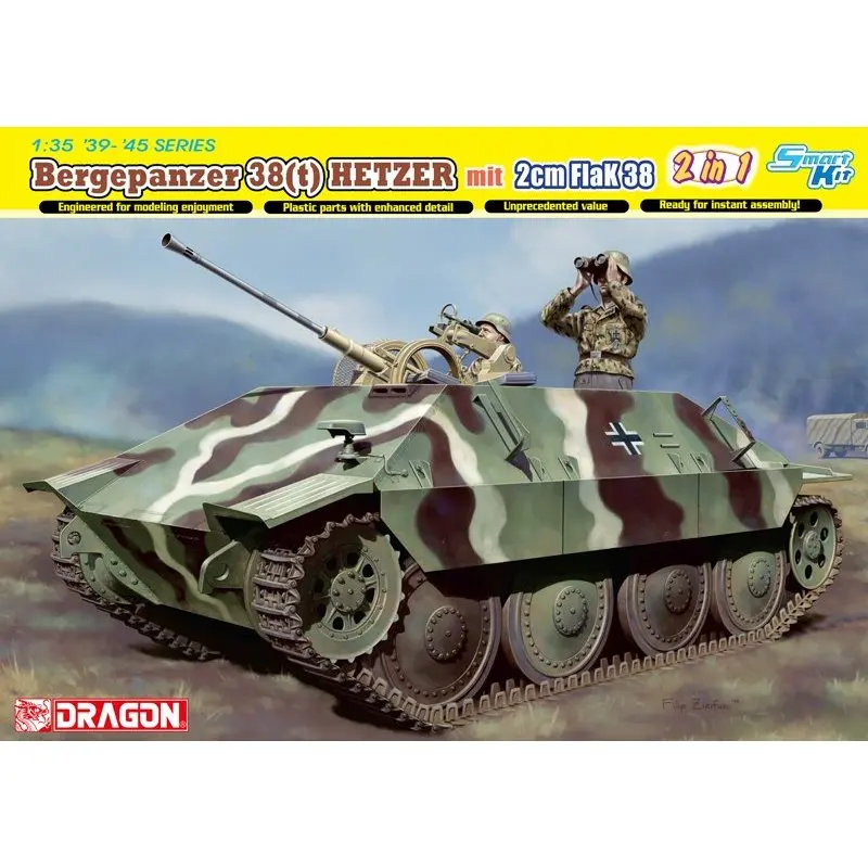 DRAGON 6399 1/35 Bergepanzer 38(t) HETZER mit 2cm FlaK 38 - Scale Assemble Model Kit