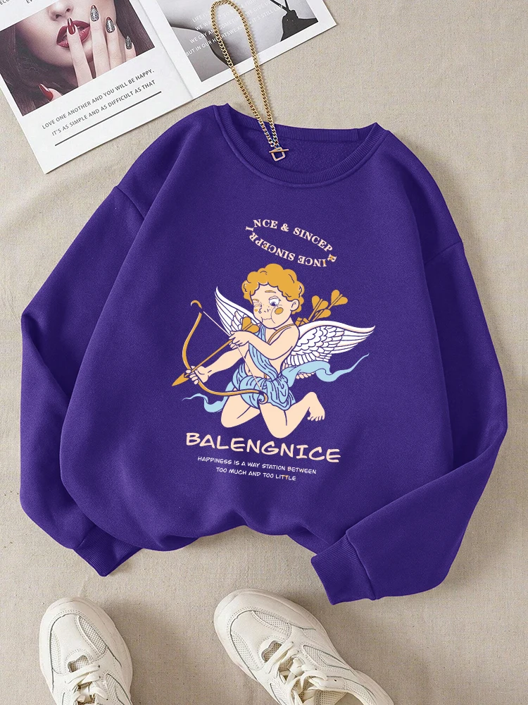 

Little Angel Baby Print Sweatshirt Woman Fashion Comfortable Clothes Simple Casual Hoody Autumn Fleece Loose Female Streetwear