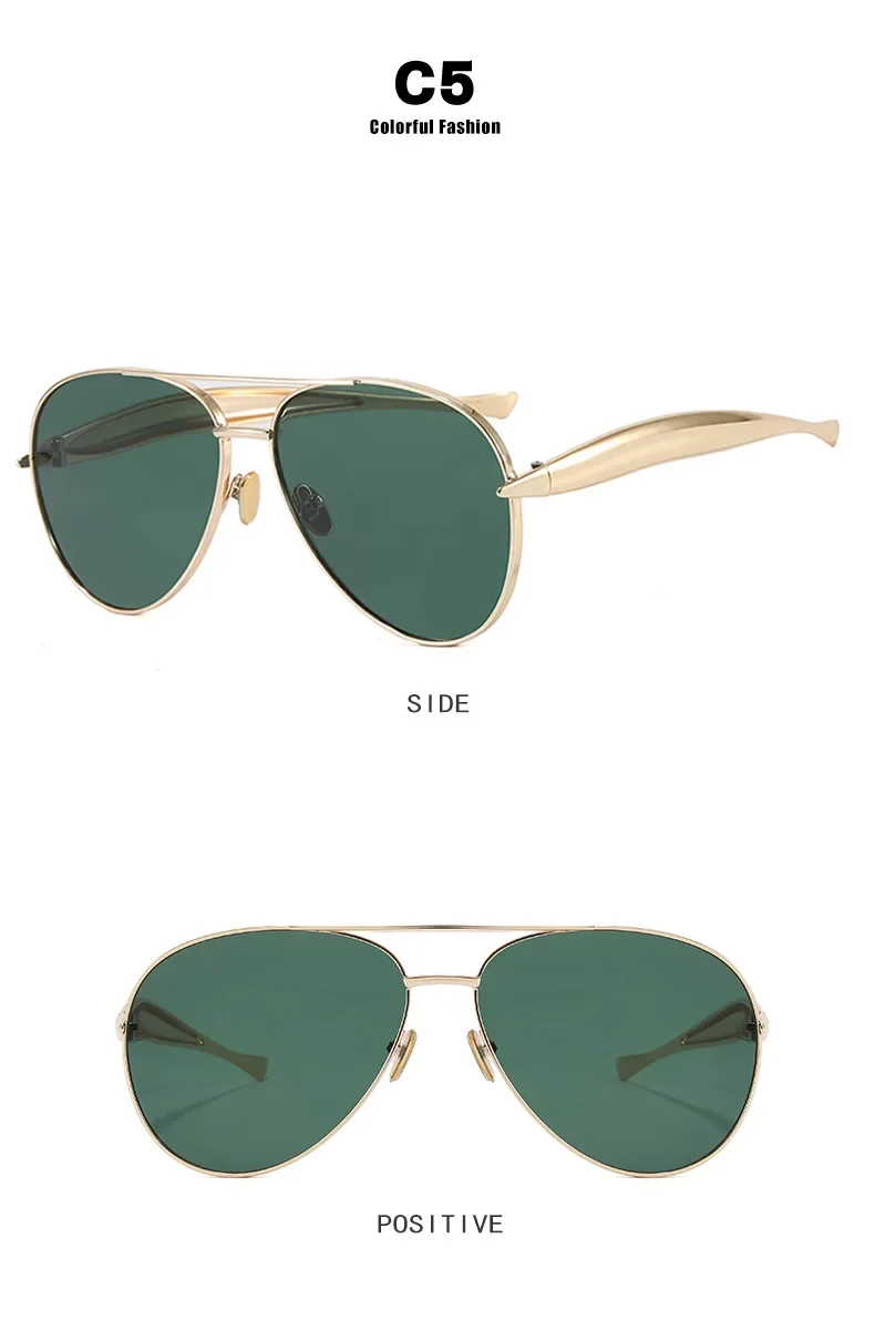 Neue Y2K Vintage Metall-Piloten-Sonnenbrille für Damen und Herren, Punk-Stil, Beliebte Outdoor-Fahrbrille, Luxus-Marken-Designer-Brille, UV400-Schutz – Detail 13