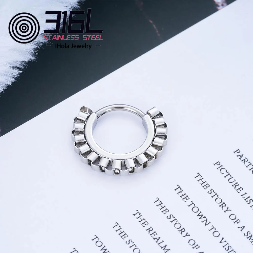 Fashion Punk 316L Stainless Steel Welded Profiled Chain Hinged Segment Nipple Ring Cartilage Tragus Helix Piercing Jewelry