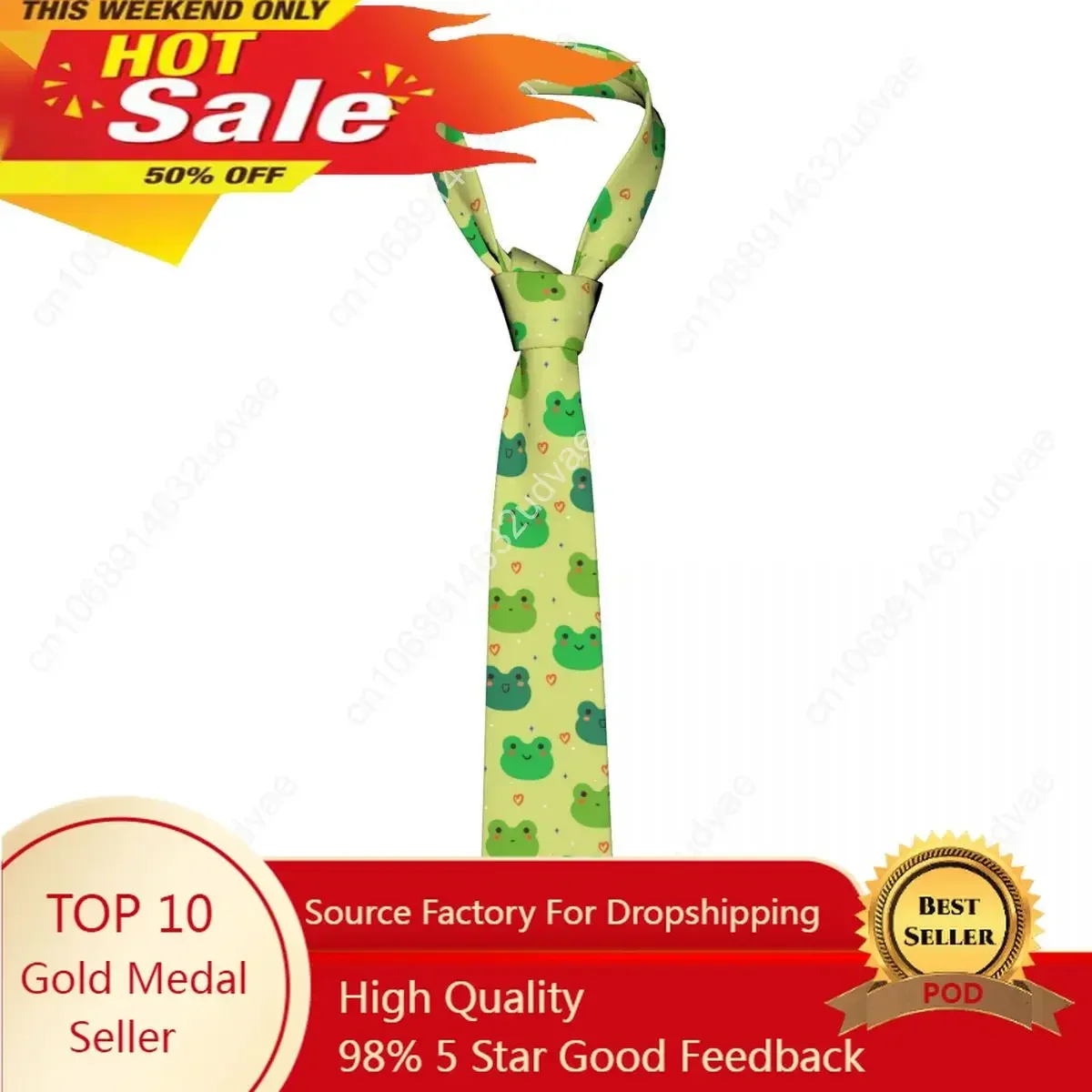 Classic Tie for Men Silk Mens Neckties for Wedding Party Business Adult Neck Tie Casual Cartoon Frog Cute Animal Tie