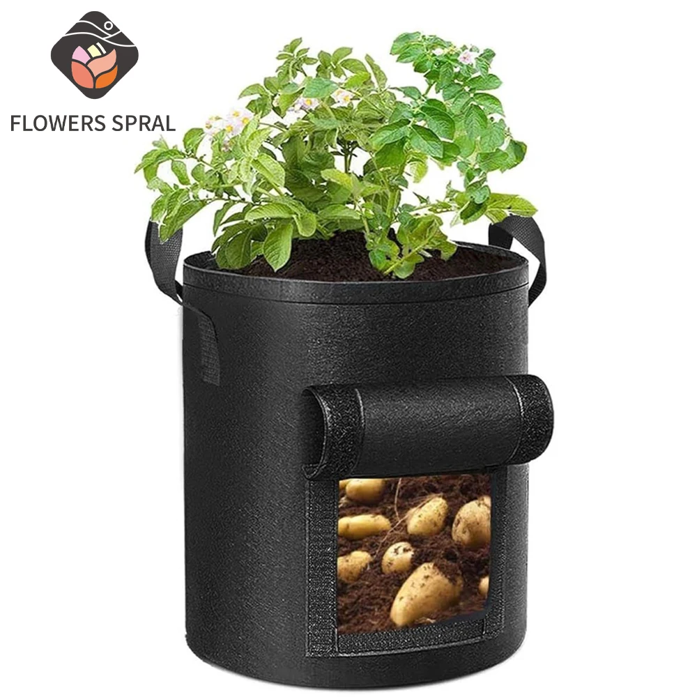 5/710 Gallon Grow Bags Fabric Felt Planter Flower Planting Pots Garden Vegetable Tomato Potato Plant Pot Container Pouch ﻿