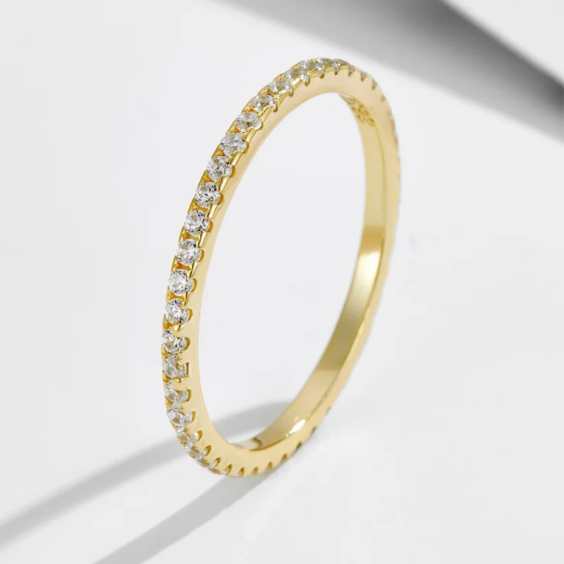 Gold Plated Coppers925Sterling Silver Super Sparkling Ice Flower Moissanite Ring Set High-Quality Light LuxuryinsCustom view 6