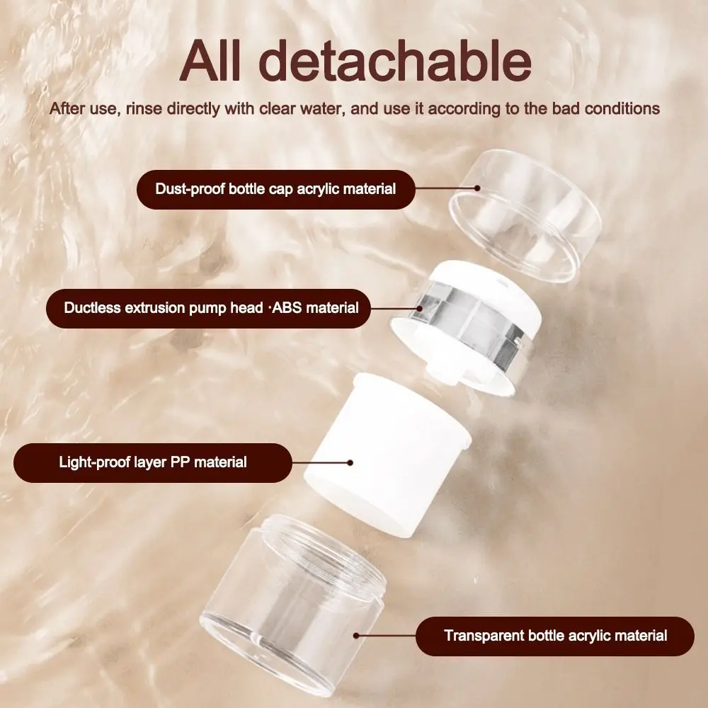 Press-On Refillable Bottles New 15/30/50/100ml Acrylic Cosmetic Jar Vacuum Cream Bottle Travel