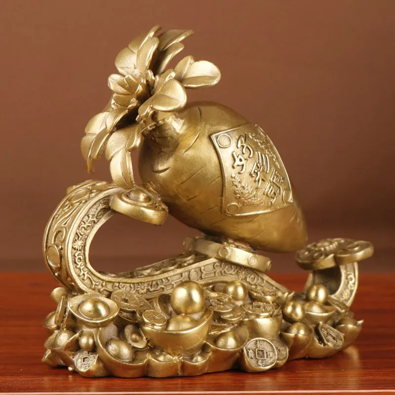 Lucky Copper Ornaments: Large Fortune Radish And Money Ingot Decorations - Wholesale From Manufacturer