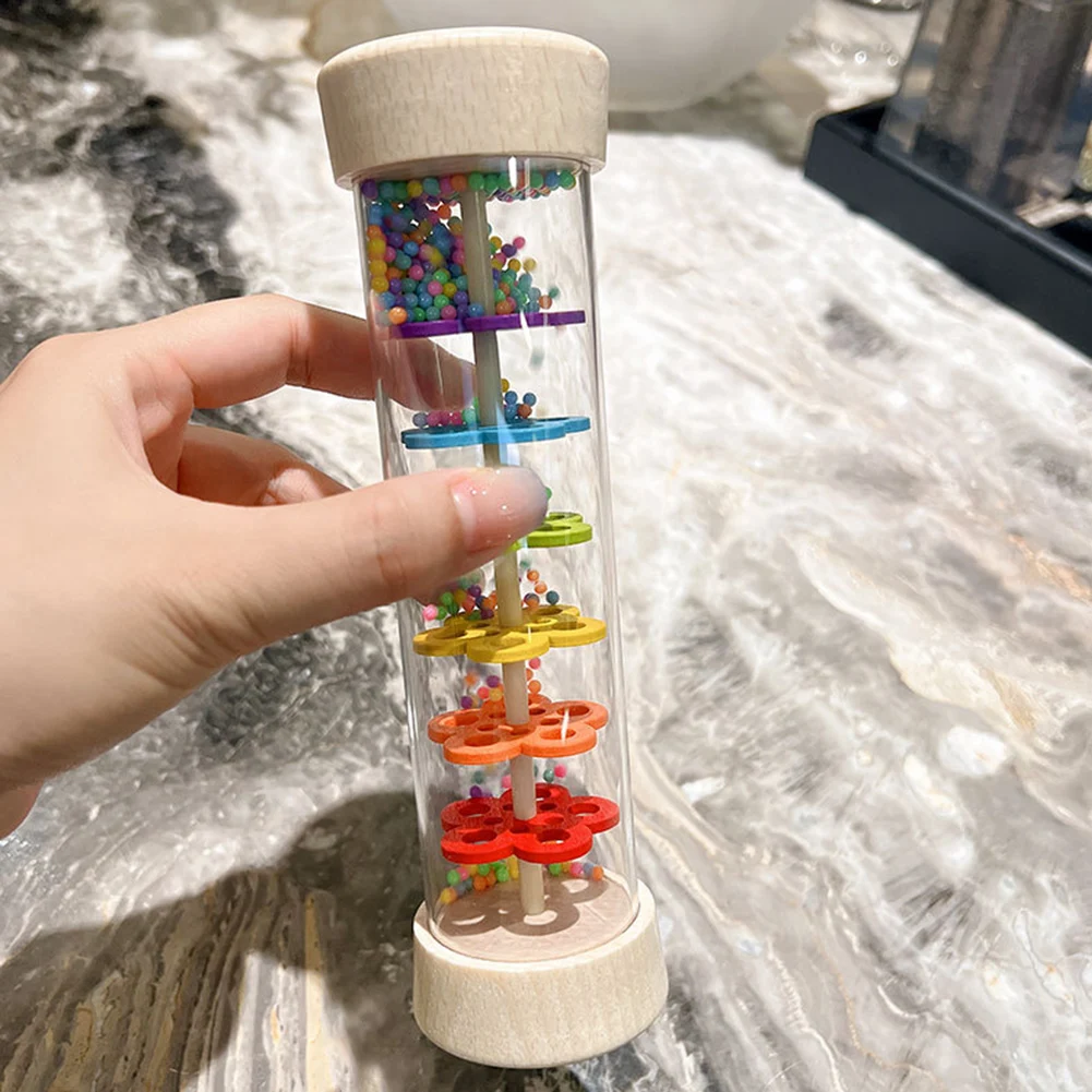 

Wood Plastic Tube with Metal Balls Stick Tube Shaker Immersive Rain Sound Effect Early Music Education Toys for Kids Children