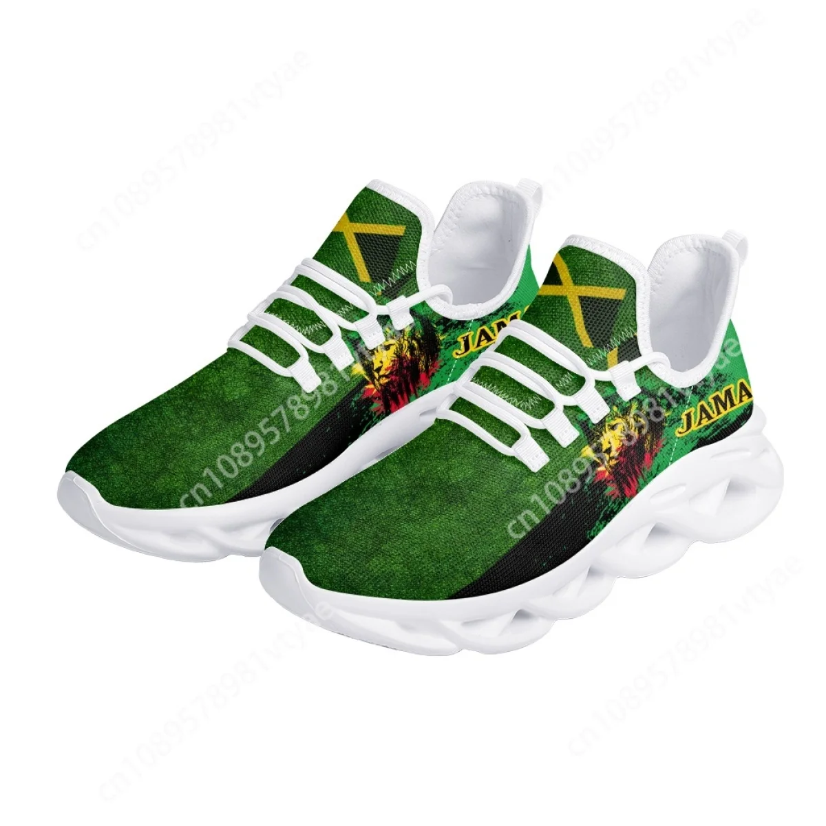 Custom Made Jamacia Flag Lion Print Lady Lace-up Mesh Sneakers Comfortable Platform Shoes for Women Lightweight Walk Zapatillas