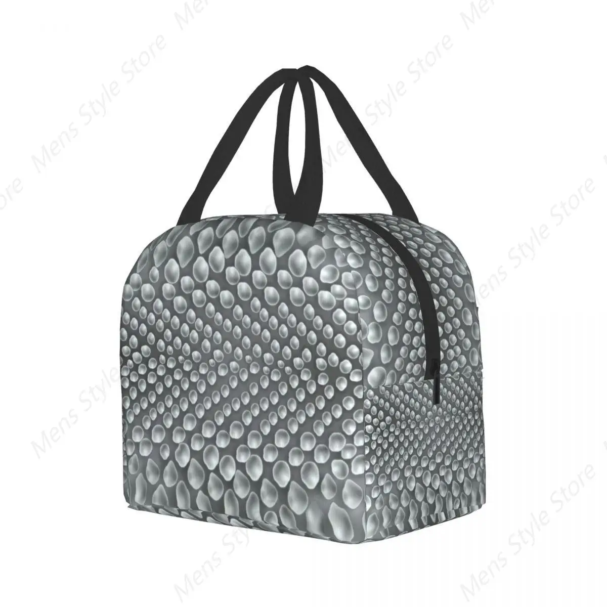 Grey Snake Skin Print Resuable Lunch Boxes Women Animal Texture Snakeskin Thermal Cooler Food Insulated Lunch Bag Office Work