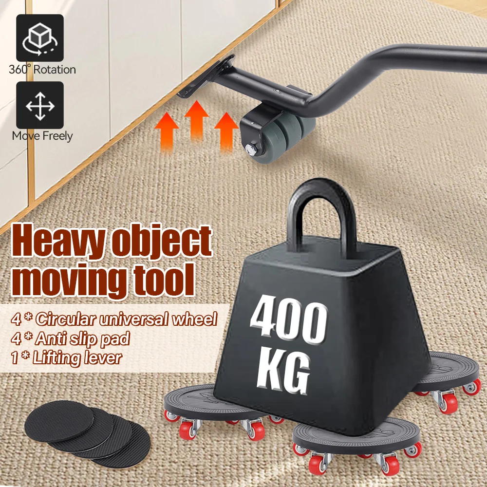 Professional Heavy Furniture Mover Tool Large Stuffs Moving Set Transport Lifter Wheeled Mover Roller Universal Wheel With Bar