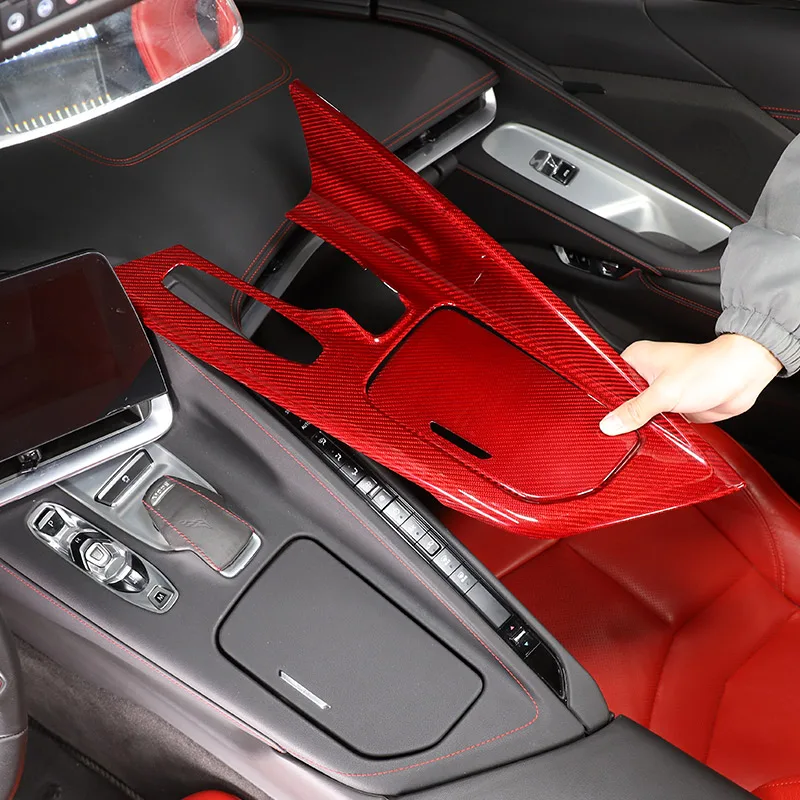

Настоящее углеродное волокно для Corvette C8 Coupe Z51 2020-2022, центральная панель управления переключением передач, рамка, накладка, автоаксессуары